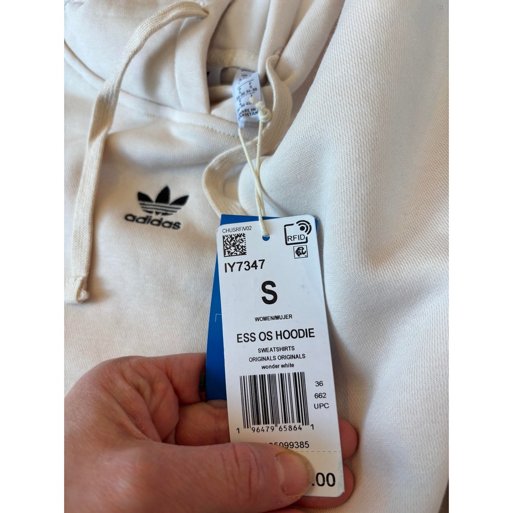 Adidas Originals Essential Oversized Hoodie Wonder White Womens Small - Picture 5 of 5